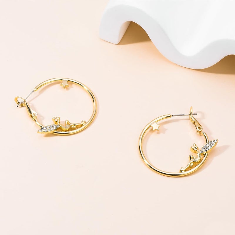 Medsor Fairy Angel Hoop Earrings Hypoallergenic 14K Gold Plated Plated Wing Earring - Image 5